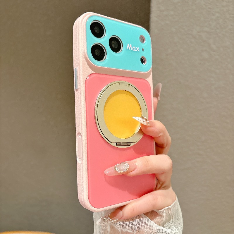 Magnetic Charging Stand - เคสกันกระแทกพร้อมวงแหวนแม่เหล็กสำหรับติดตั้งกล้อง รุ่นหรูหรา สำหรับ iPhone 18 17