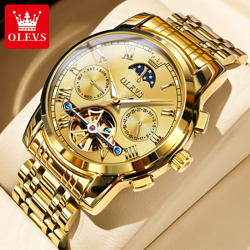 Leather Classic Strap - นาฬิกา OLEVS 6617 สำหรับผู้ชาย นาฬิกาจักรกลคลาสสิก กันน้ำ