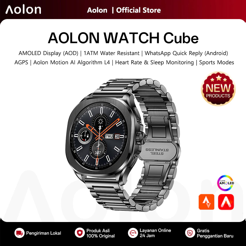 นาฬิกาอัจฉริยะ Aolon Cube หน้า - Android Smartwatch Accessories บทวิจารณ์และราคา