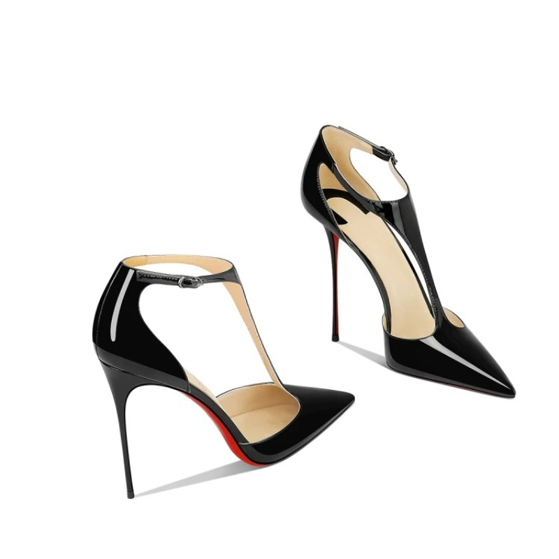 รองเท้าส้นเข็มปลายแหลมสีดำ รุ่ - Leather Classic Strap บทวิจารณ์และราคา