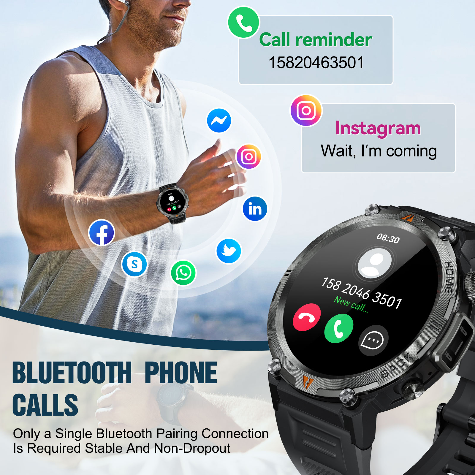 EIGIIS KE3 บลูทูธสมาร์ทนาฬิกาผ - Smartwatch Face บทวิจารณ์และราคา